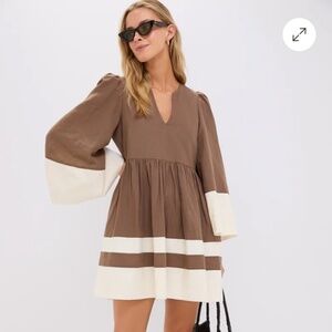 Tuckernuck Mocha and Cream Cotton Linen Izzie Dress - XL